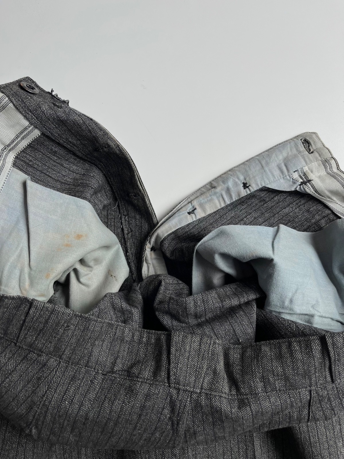 Vintage 1940s 1950s French Work Pants Salt Pepper Made in France size 32 x 29