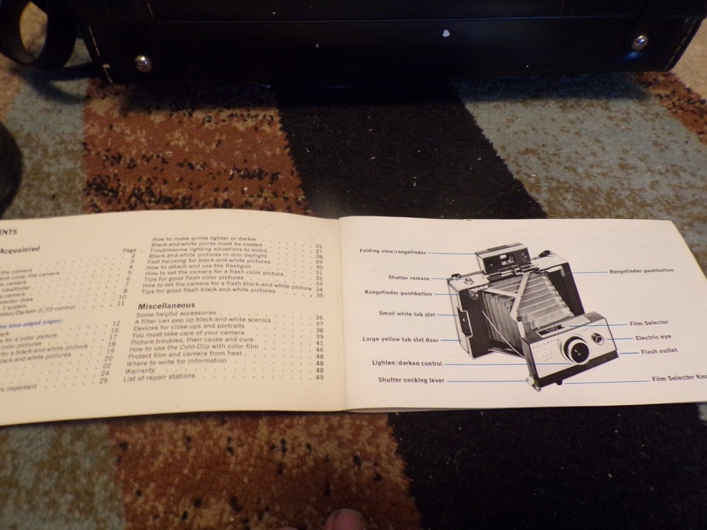 Vintage POLAROID 101 AUTOMATIC LAND CAMERA w/FLASH, PAPERWORK & ORIGINAL CASE