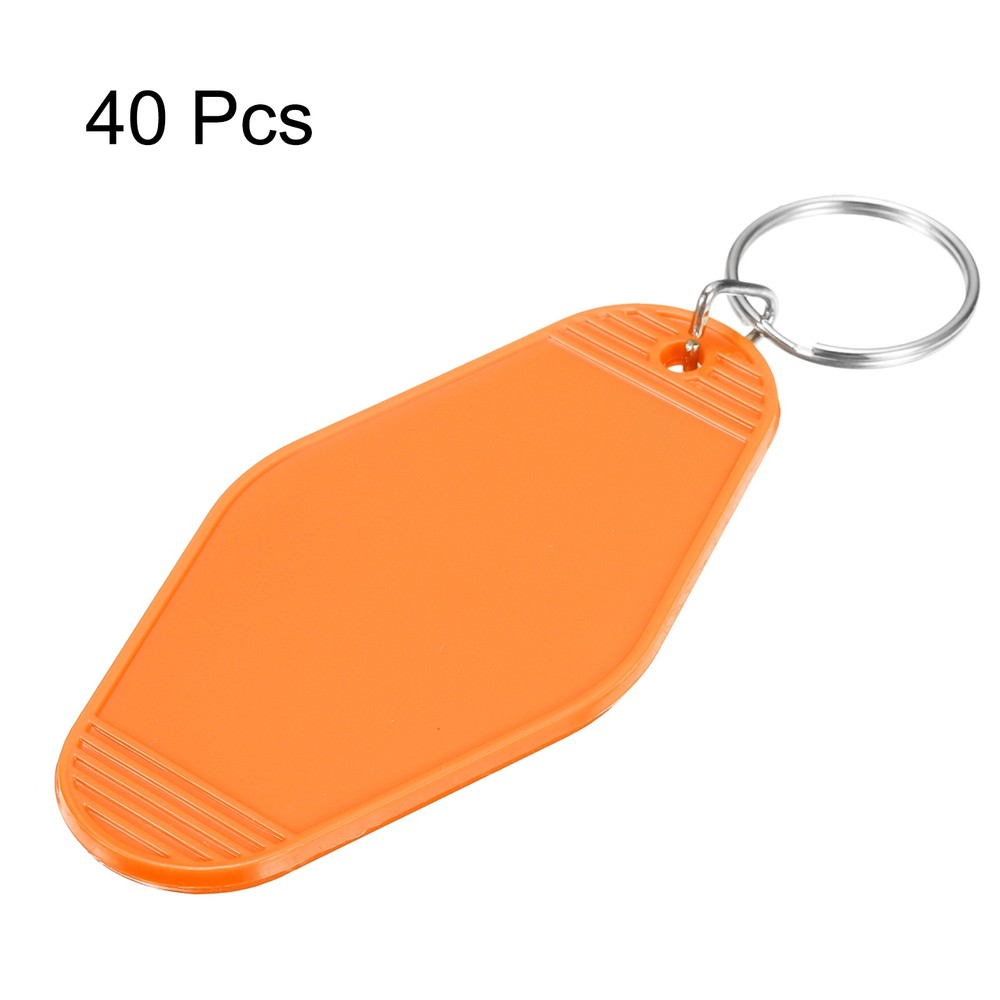 40pcs Hotel Keychains Blank, Plastic Rhombus Motel Keychains, Orange