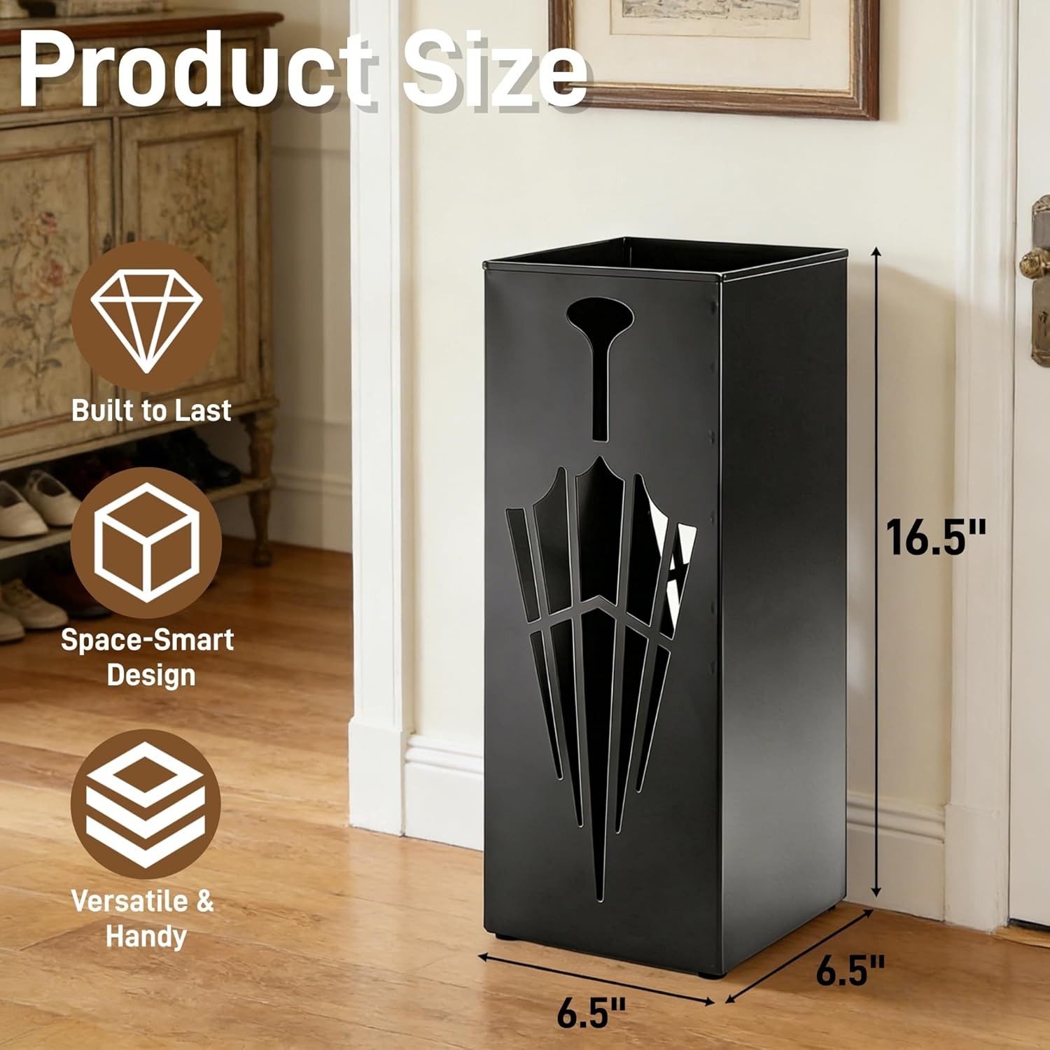 Square Metal Umbrella Stands, Umbrella Holder Rack for Entryway, Canes Walking S