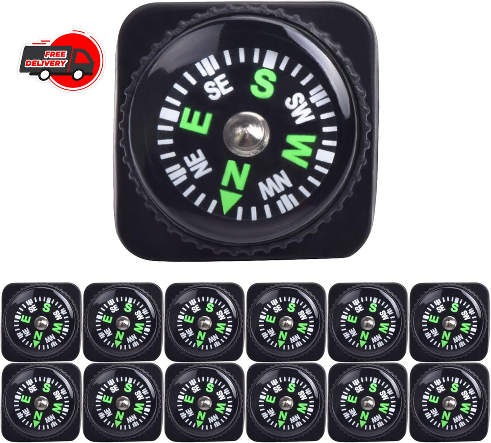 15Pcs Slip-On Wrist Compass Hard Shell Liquid Filled Mini Button Compass Outdoor