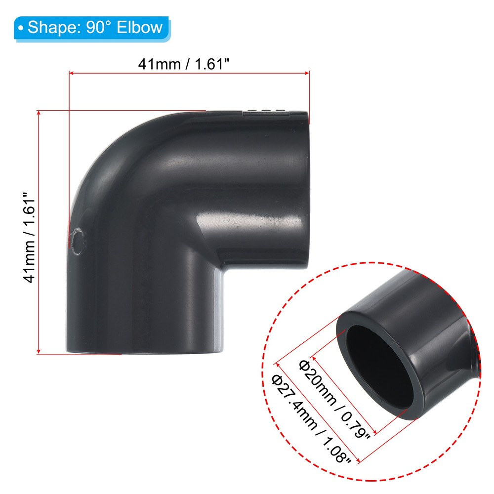 5Pcs UPVC Pipe Fitting Elbow 20mm Socket 90 Degree Adapter Connector Gray