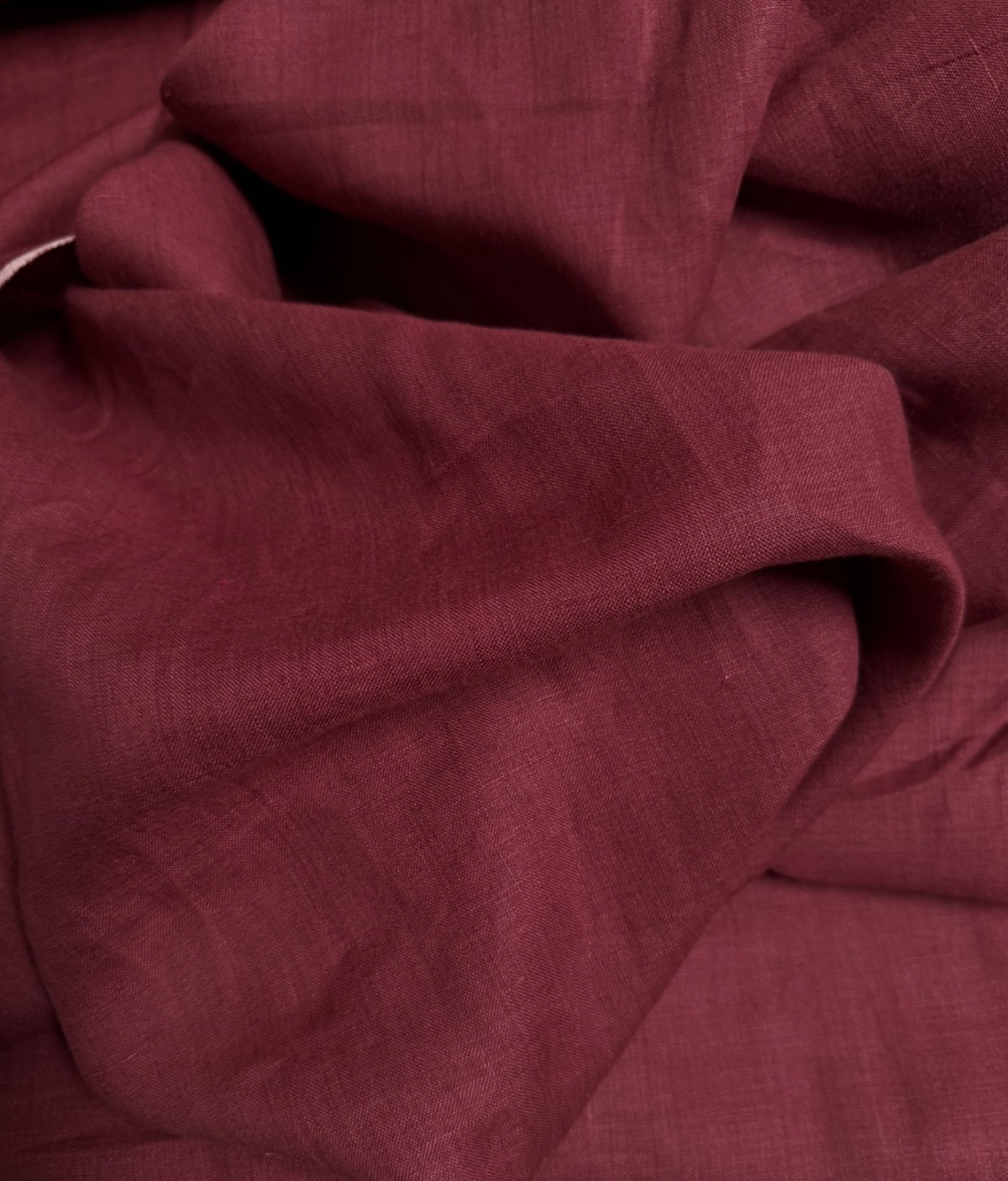 100% Flax Linen Fabric Light to Medium Weight Piece Dyed in Wine Color 57" Wide