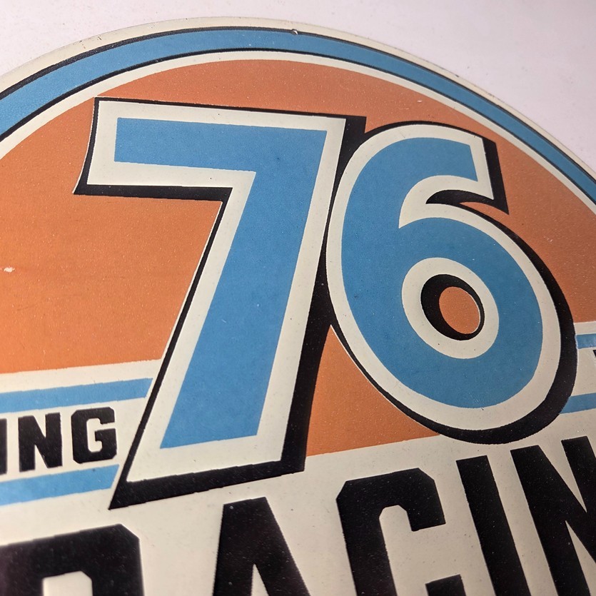 Vintage Union 76 Gasoline Sign - Porcelain Racing Fuel Gas Service Pump Sign