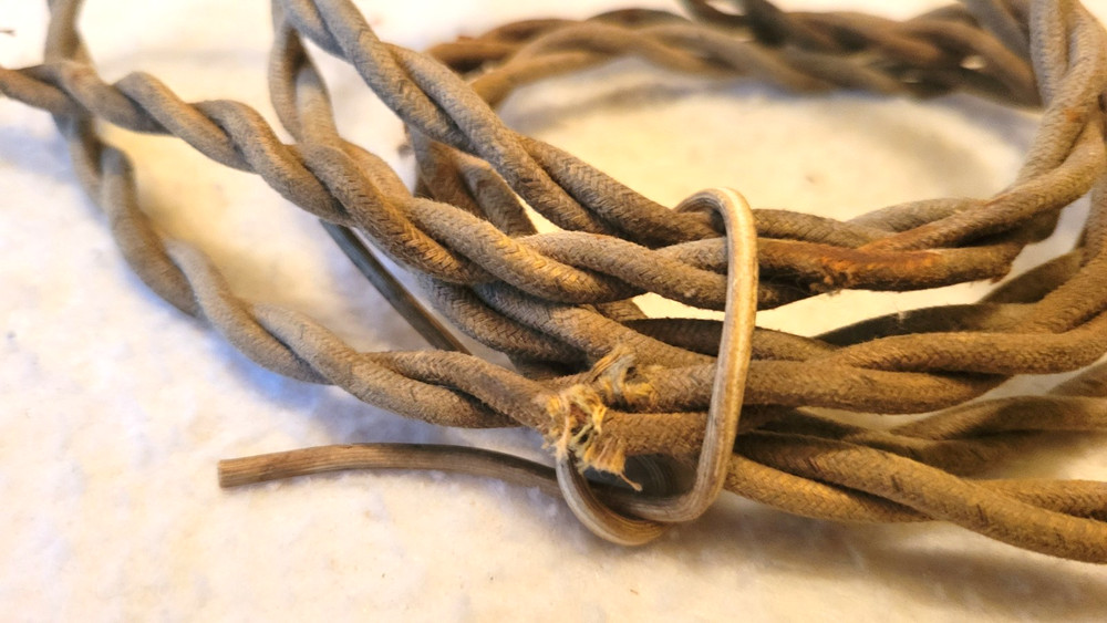 Vintage Paulding Light Socket Pull Chain 6' Twisted Cloth Covered Wire PullChain