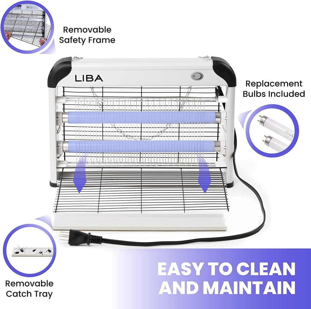 LiBa Electric Bug Zapper Indoor Insect Killer - (2) Extra Replacement Bulbs Powe