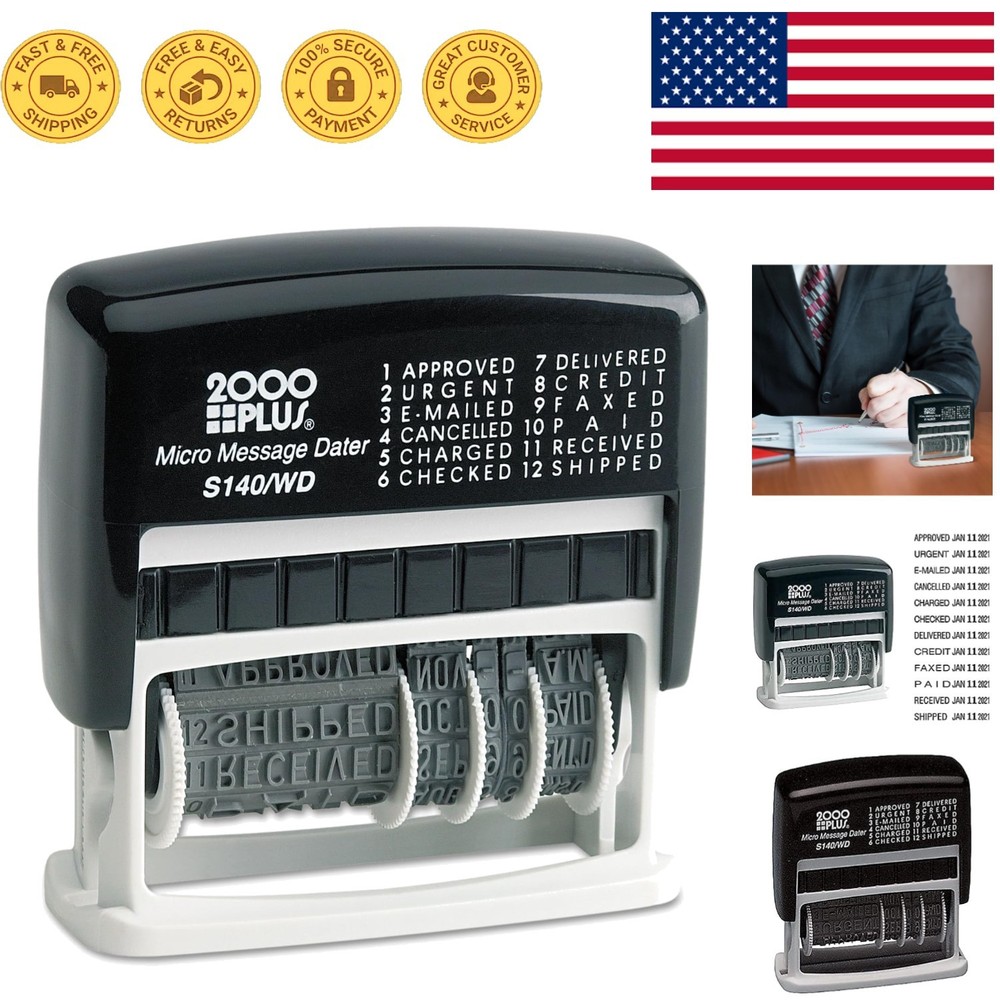 Versatile Self-Inking Dater with Business Phrases - Compact Stamping Solution