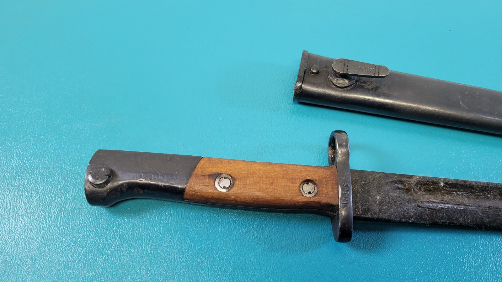 Yugoslavian 1948 Rifle Bayonet Knife + Sheath Factory 44 Matching S/N# TR1217