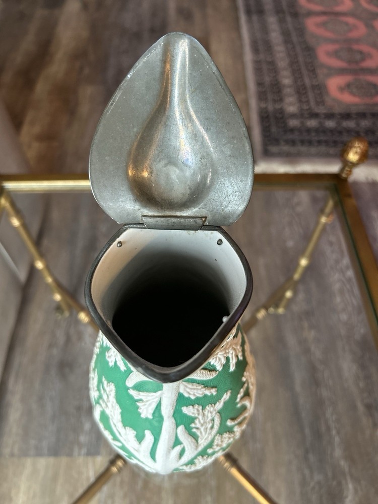 Stoneware pitcher with 'Seaweed' relief pattern by Beech & Hancock