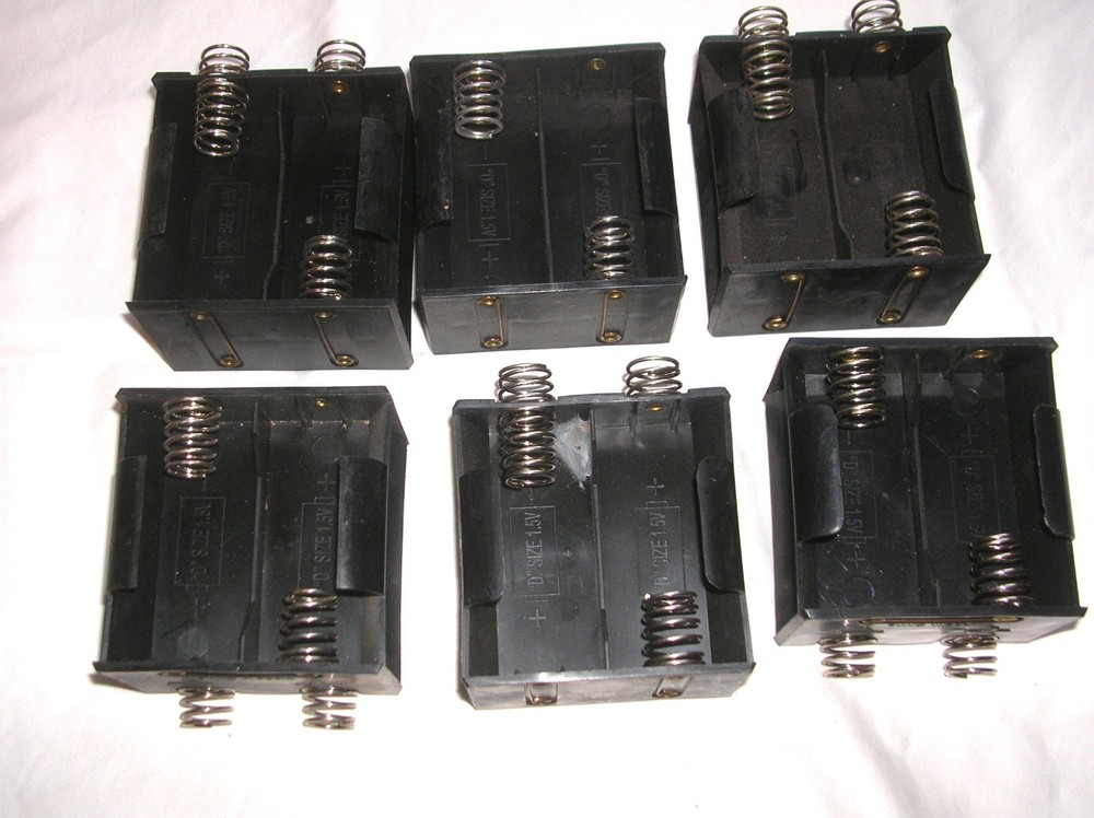 Black D Cell Battery Case Adapters - 6 count
