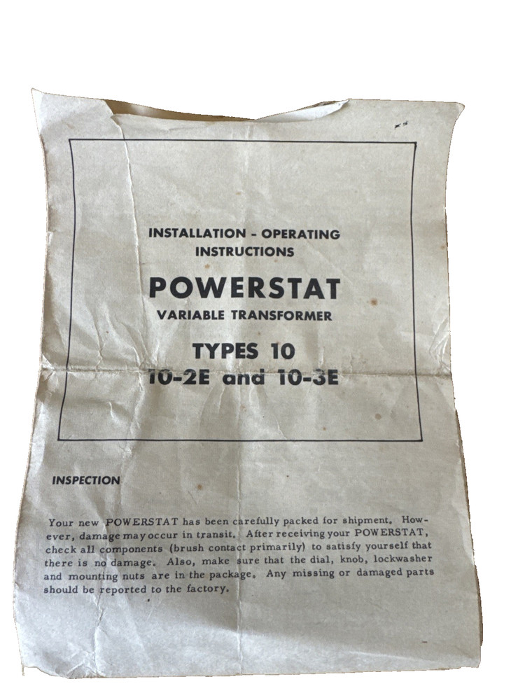 Pristine NOS Superior Electric Powerstat Type 10 — Open Frame / Panel Mount