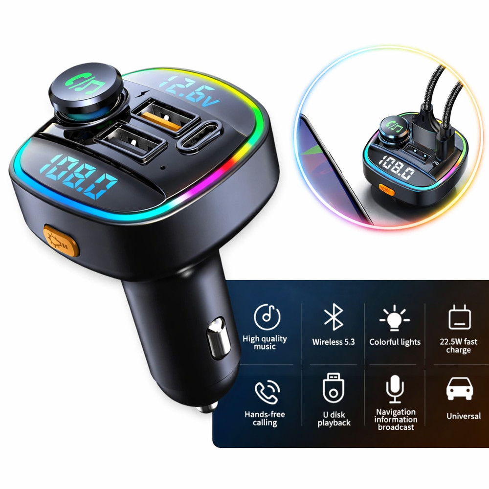 Bluetooth FM Transmitter Car Adapter Hands Free Radio USB Charger AUX Audio