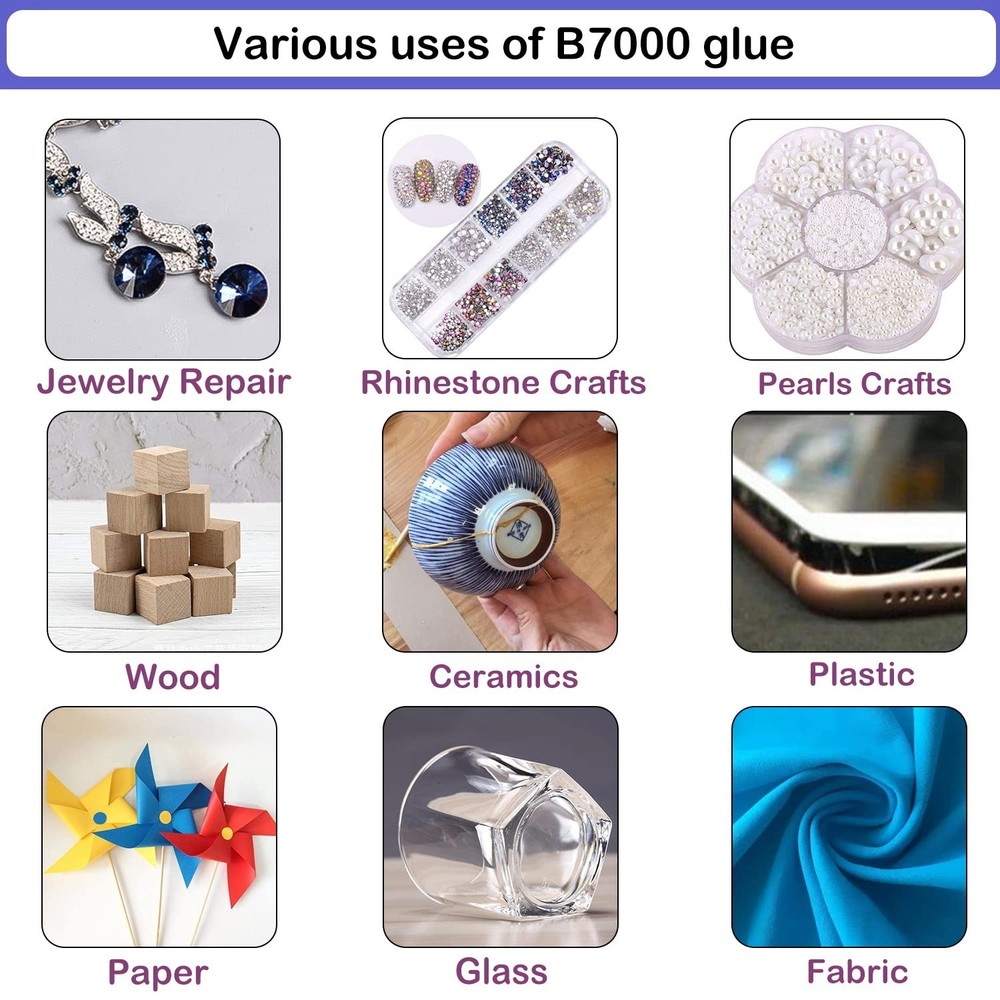 B7000 Multi-Purpose Rhinestone Glue - 110ml with Application Tools for Crafts