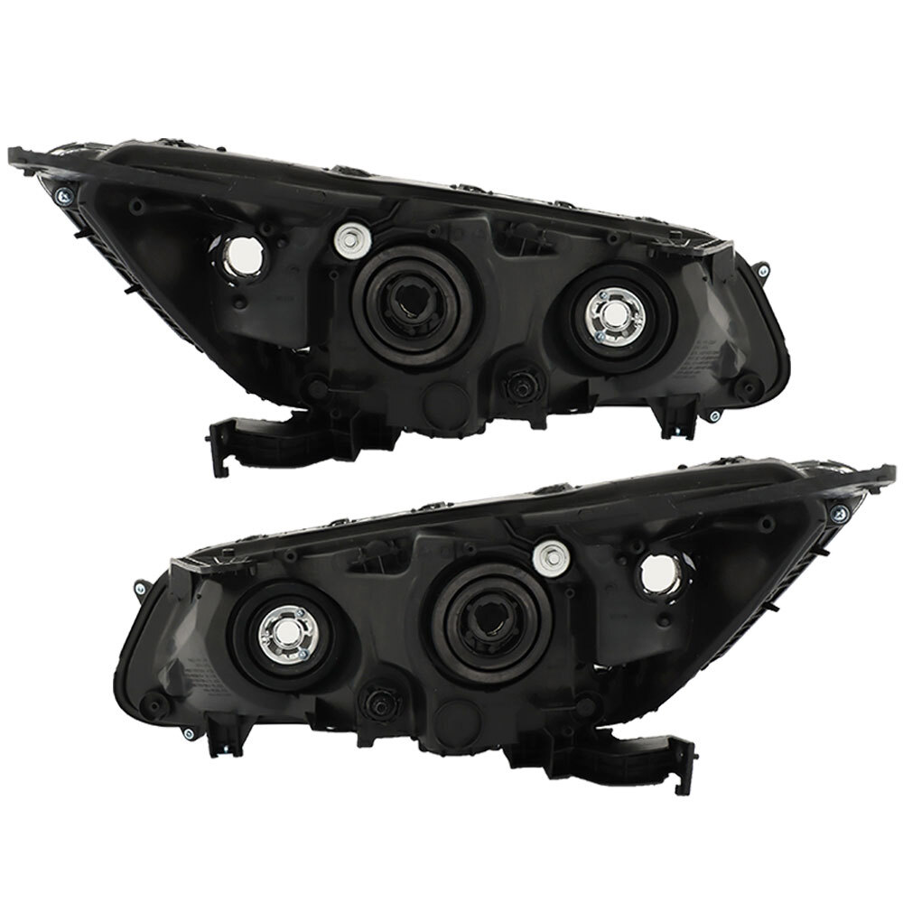 Front Pair For 2013-2015 Honda Accord Sedan Headlights Black Right+Left Halogen