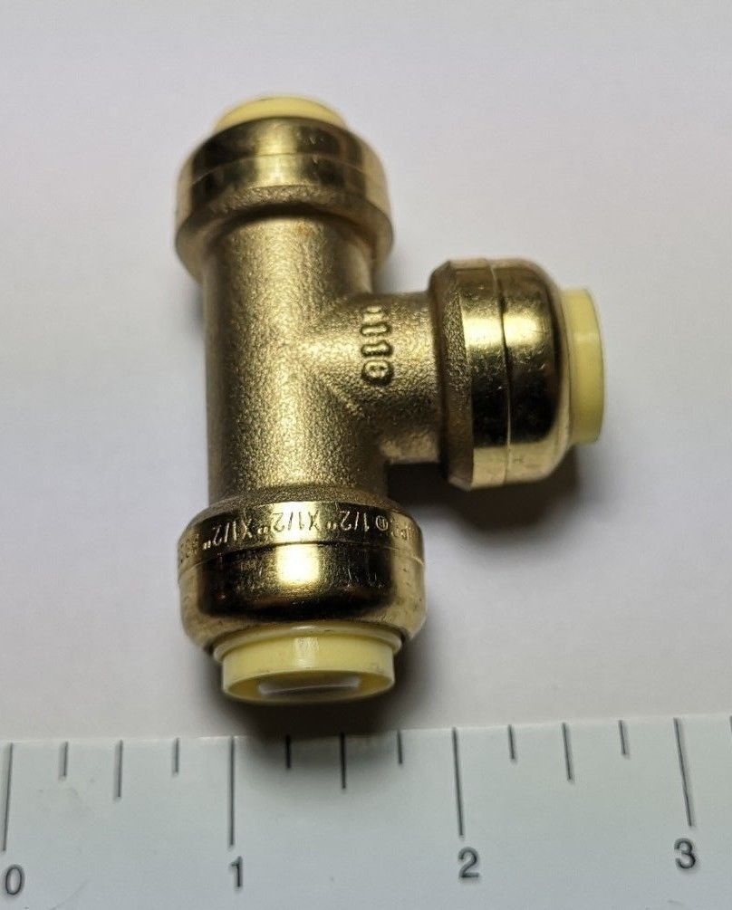 5 PIECES 1/2" X 1/2" X 1/2" PUSH FIT TEES FITTINGS - LEAD FREE