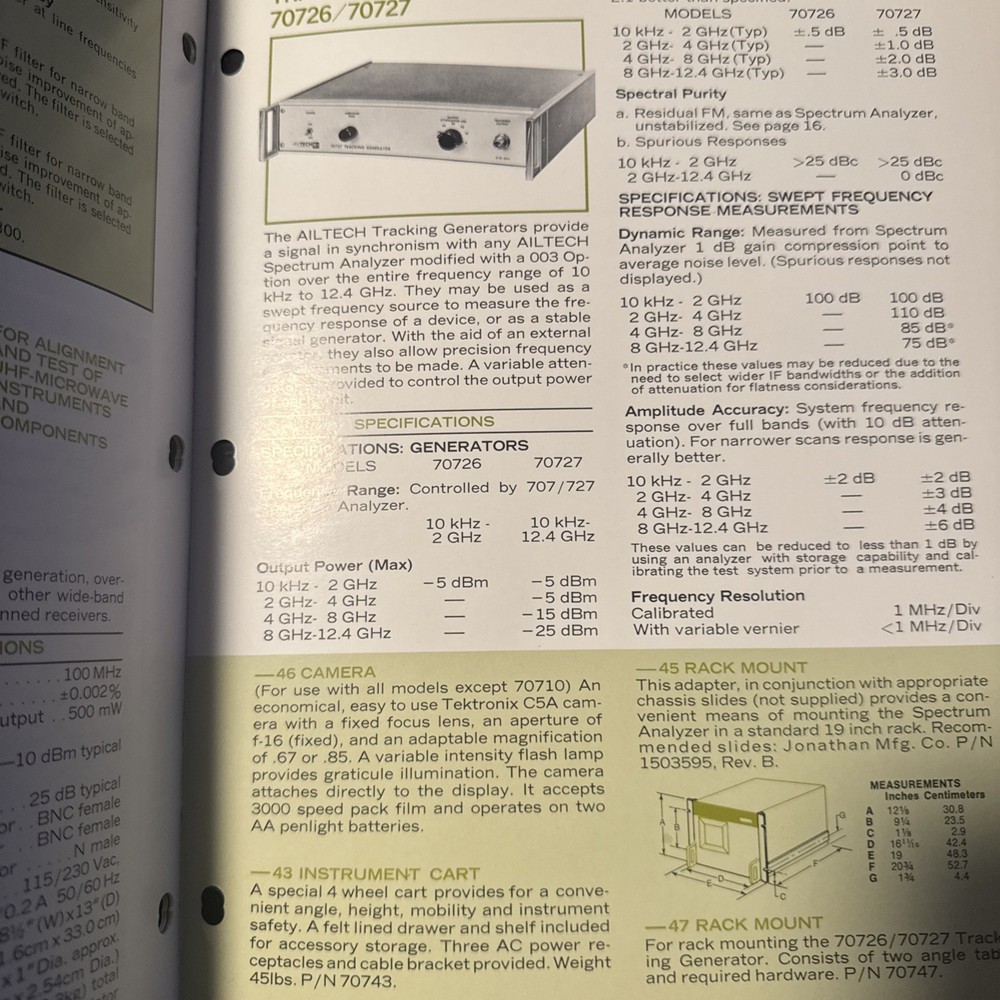 AILTECH 707-727SPECTRUM ANALYZER CATALOG