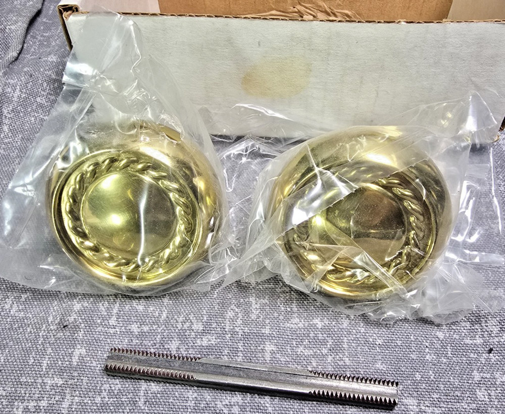 Vintage/Antique Style Solid Brass Rope Design Mortise Door Knobs New