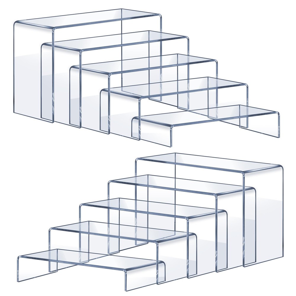 OVNTHYK Acrylic Risers 10 Pcs 2 Sets – Large Display Risers, Clear Perfume Or...