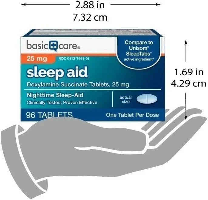 Amazon Basic Care Sleep Aid, Doxylamine Succinate Tablets, 25 mg, 96 Count