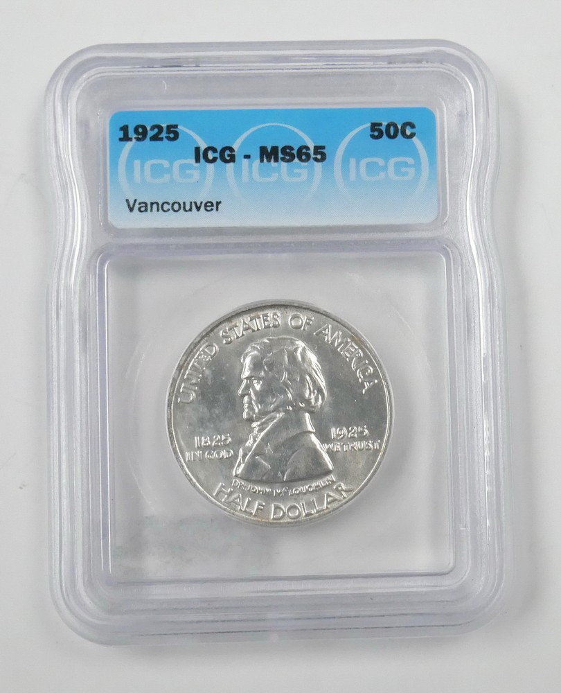 1925 US Mint Commemorative Half Dollar Vancouver Silver Coin Certified ICG MS65
