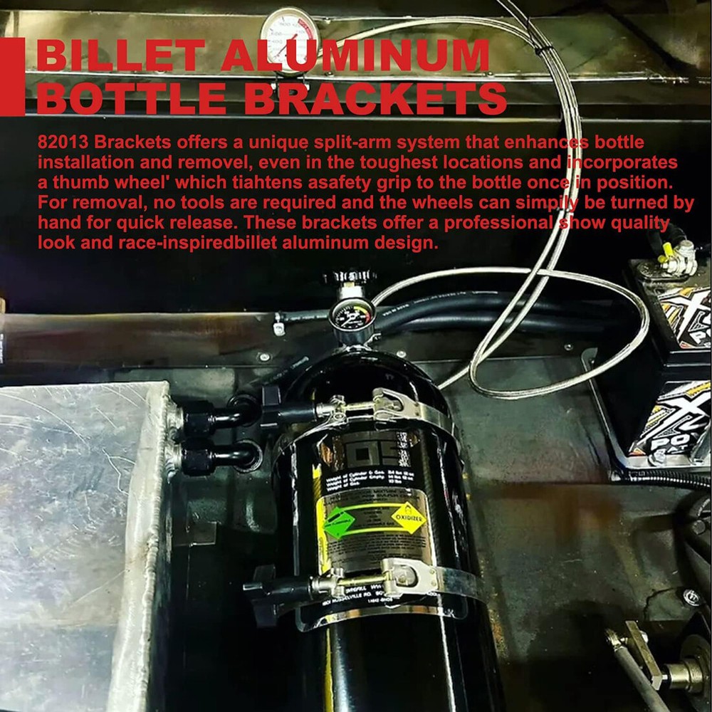 82013 Nitrous Oxide Padded Adjustable Quick Release 10-15 Lb Bottle Bracket Kit