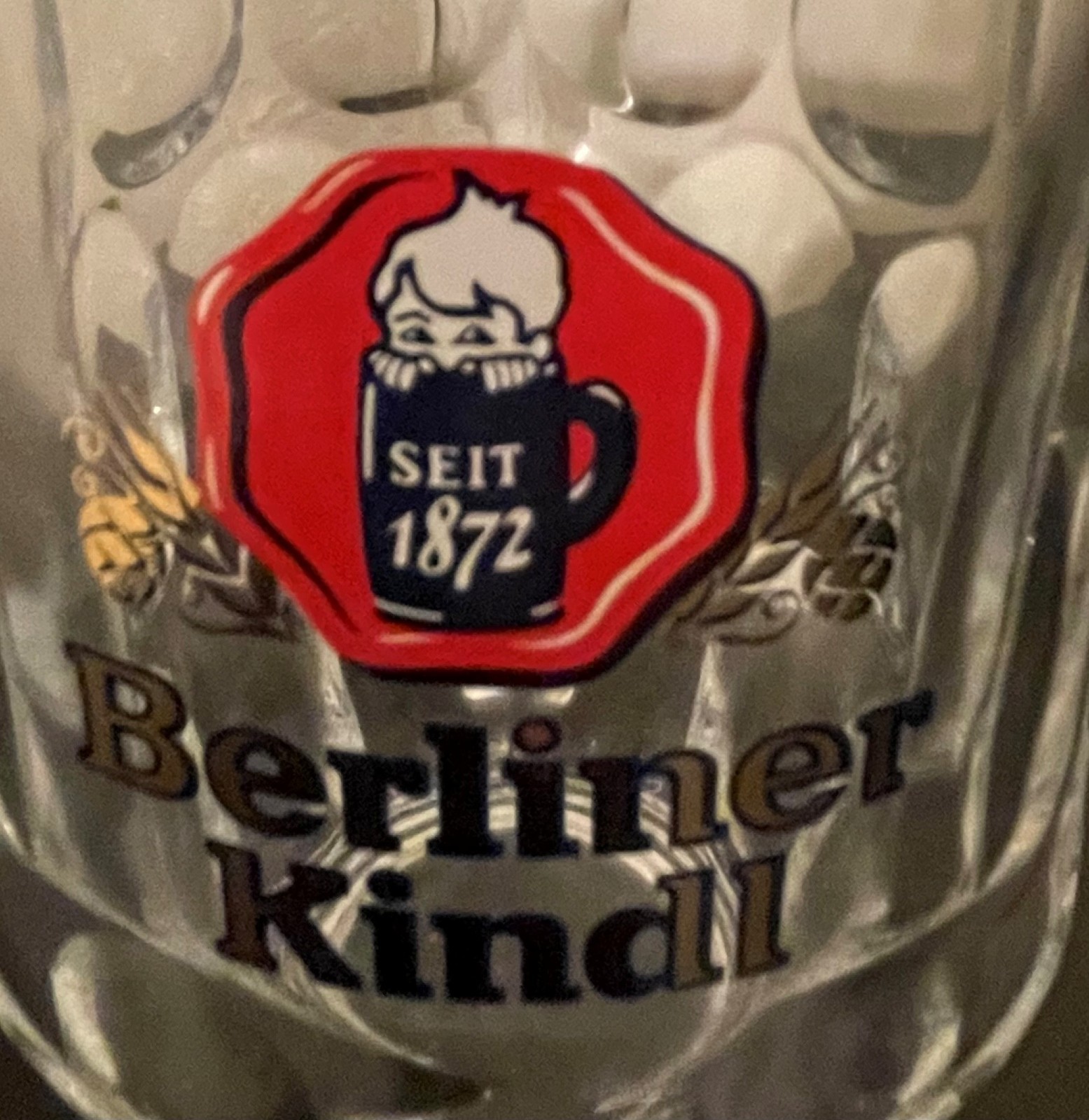 Berliner Kindl 0.4L Dimple German Glass Beer Mug Berlin Germany Brewery
