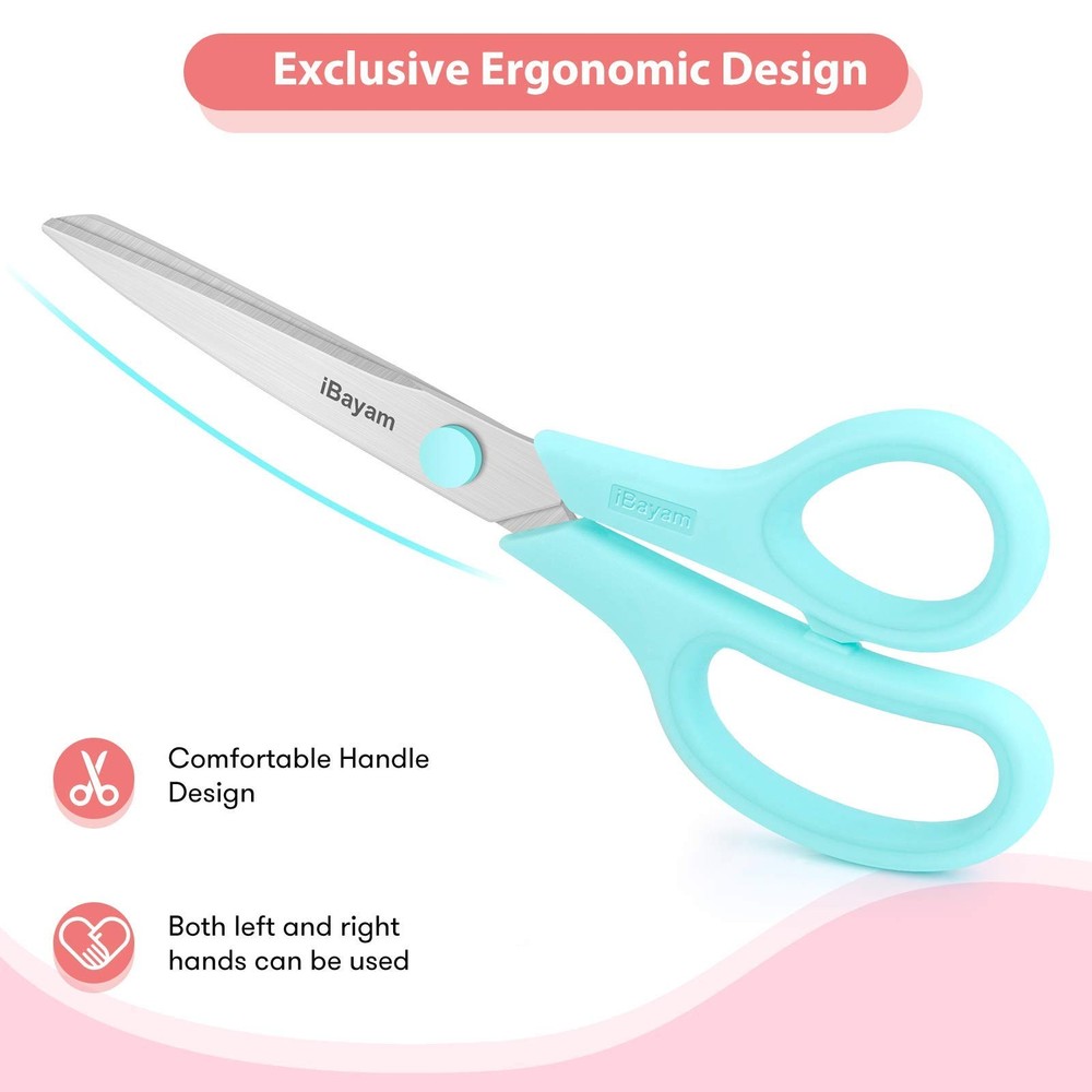 Scissors, 8" All Purpose Scissors Bulk 3-Pack, Ultra Sharp 2.5mm Thick Blade ...