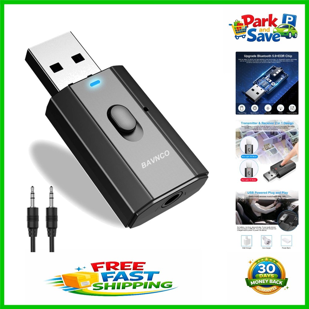 2-in-1 Bluetooth 5.0 Transmitter & Receiver with Built-in Mic - Wireless Freedom
