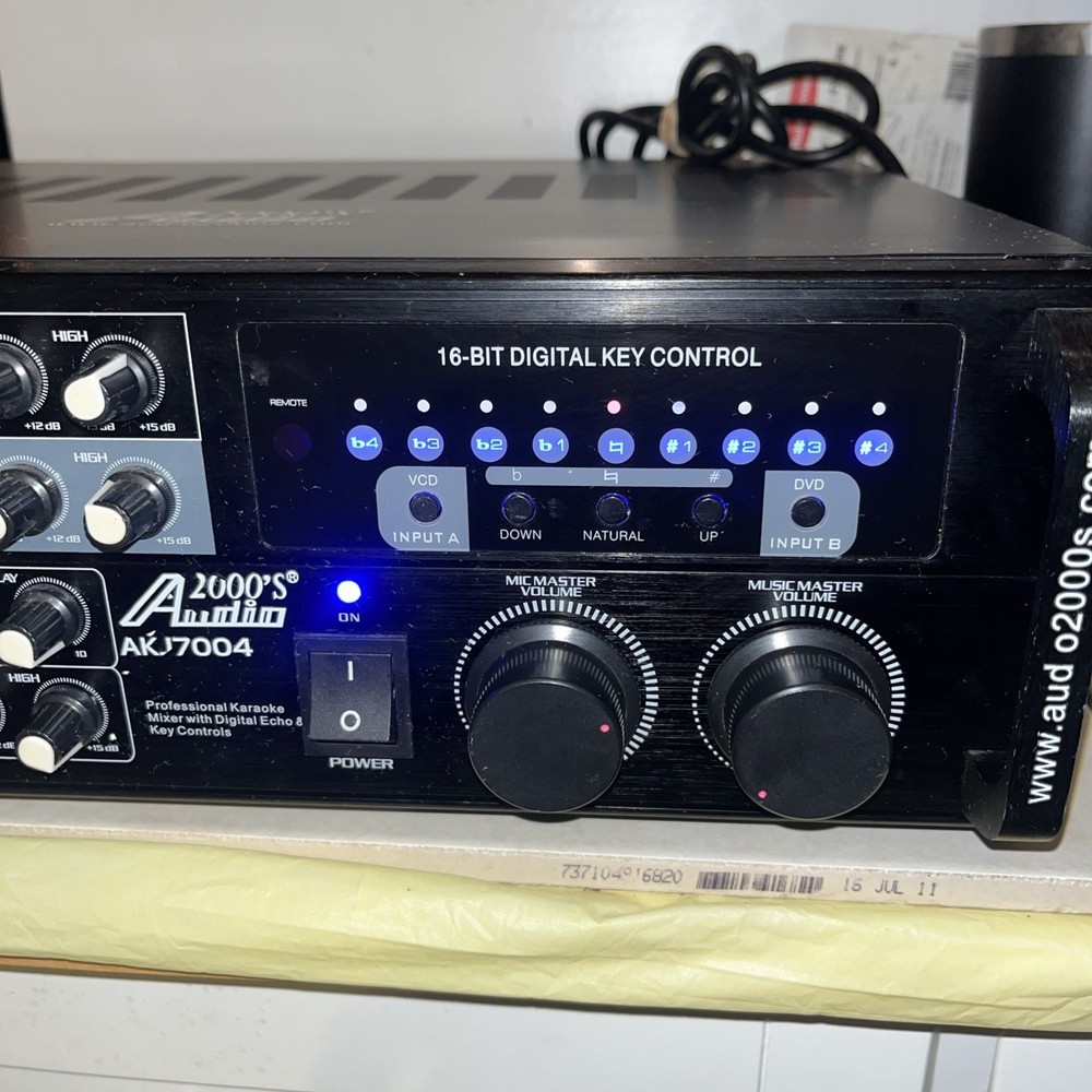 Audio2000s AKJ7004 PRO Mixer Amplifier 16-Bit Digital Key Control Echo Tested ✅