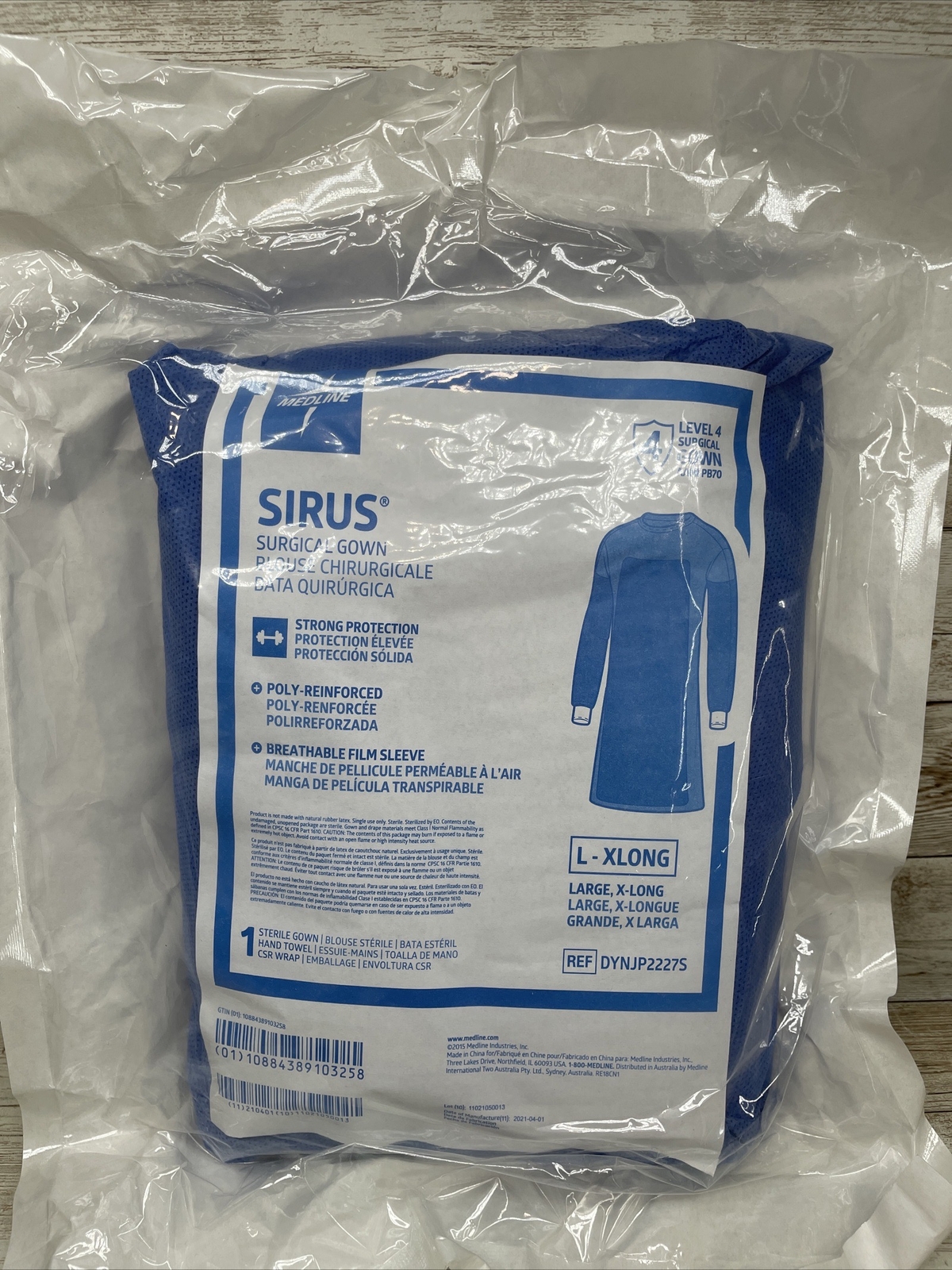 4 Gowns Medline SIRUS Surgical Gown Level 4 Size: LARGE-XLONG Poly-Reinforced