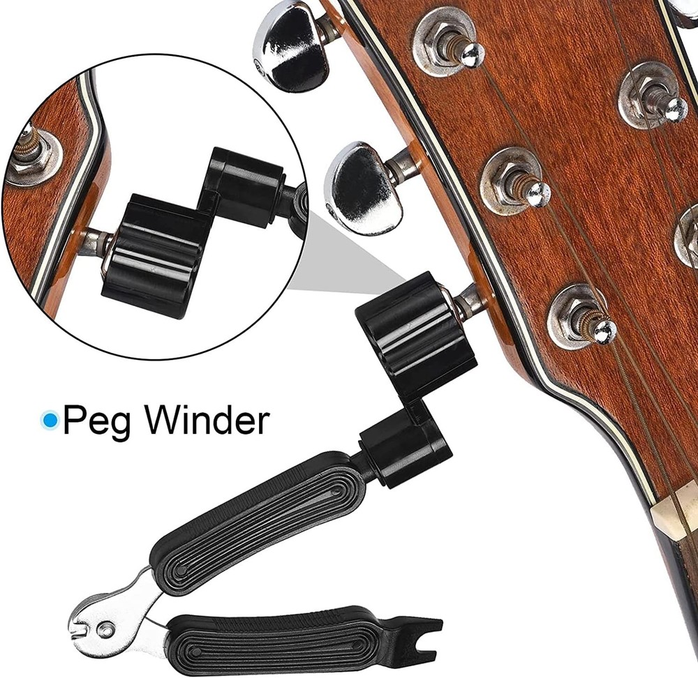 4× Professional 3-in-1 Guitar Repair Tool String Winder Cutter Bridge Pin Puller