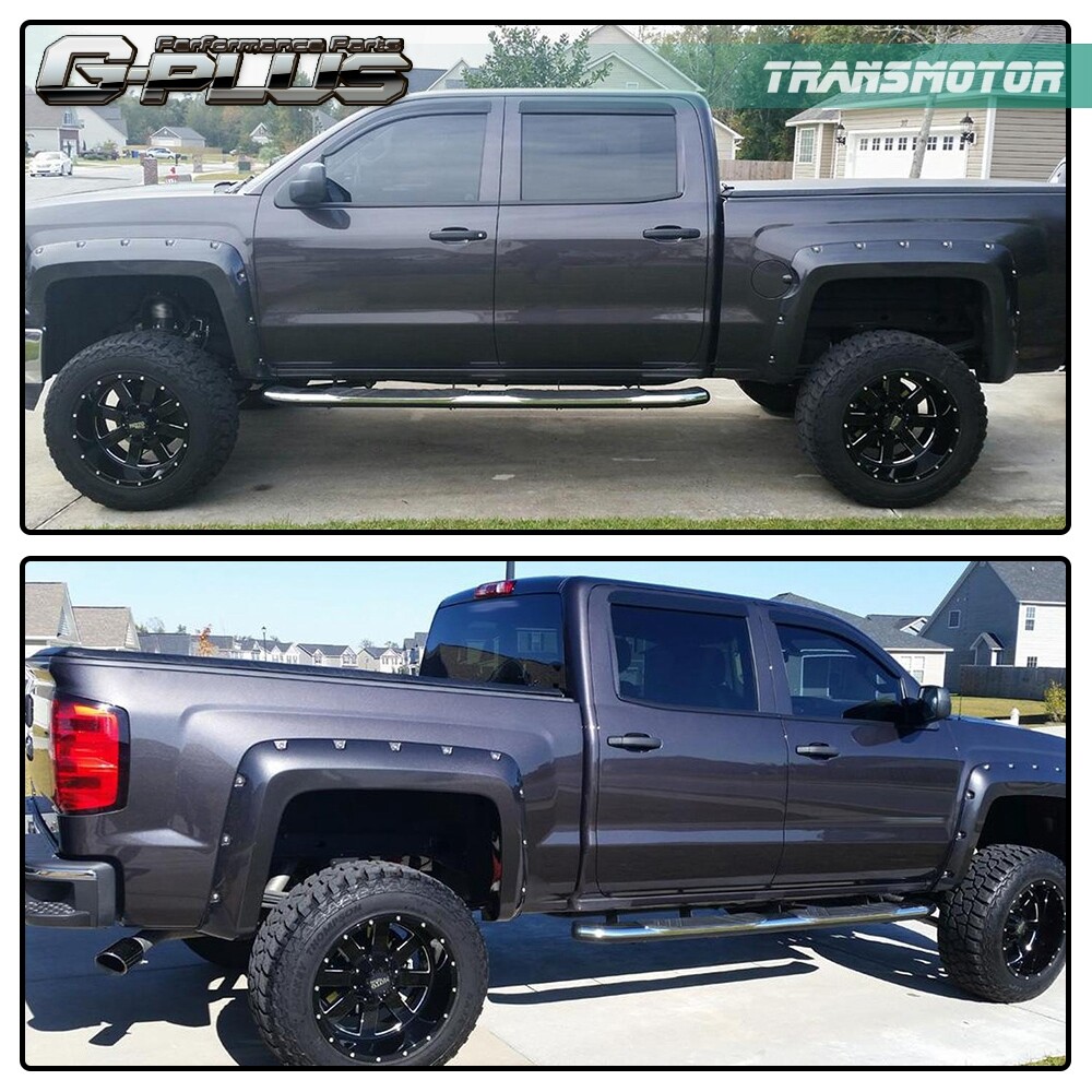 FIT FOR 14-18 SILVERADO 5.8' SHORT BED POCKET RIVET STYLE FENDER FLARES 4PC