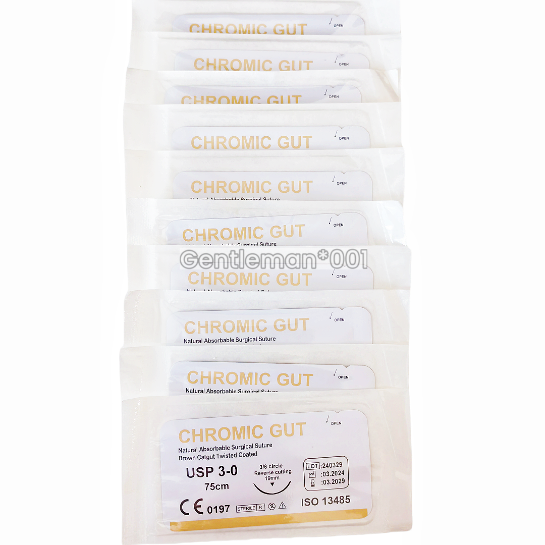Absorbable Dental Oral Surgical Sutures CHROMIC GUT 3/0 PGA 4/0 Natural Needled