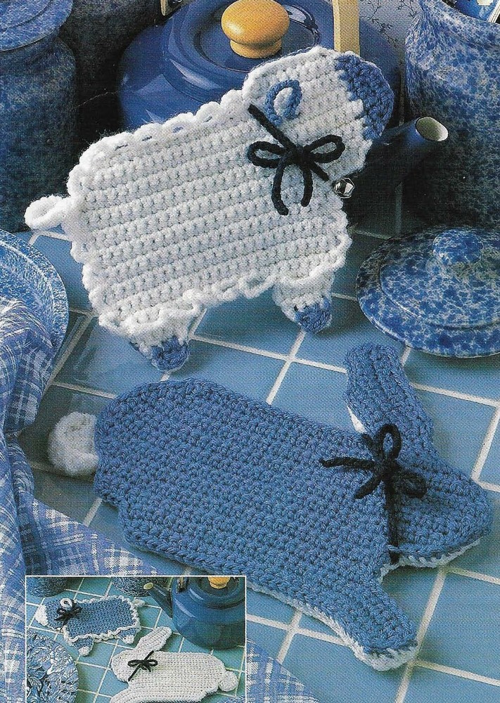 HARE & LAMB REVERSIBLE POTHOLDERS DIGEST SIZE CROCHET PATTERN INSTRUCTIONS