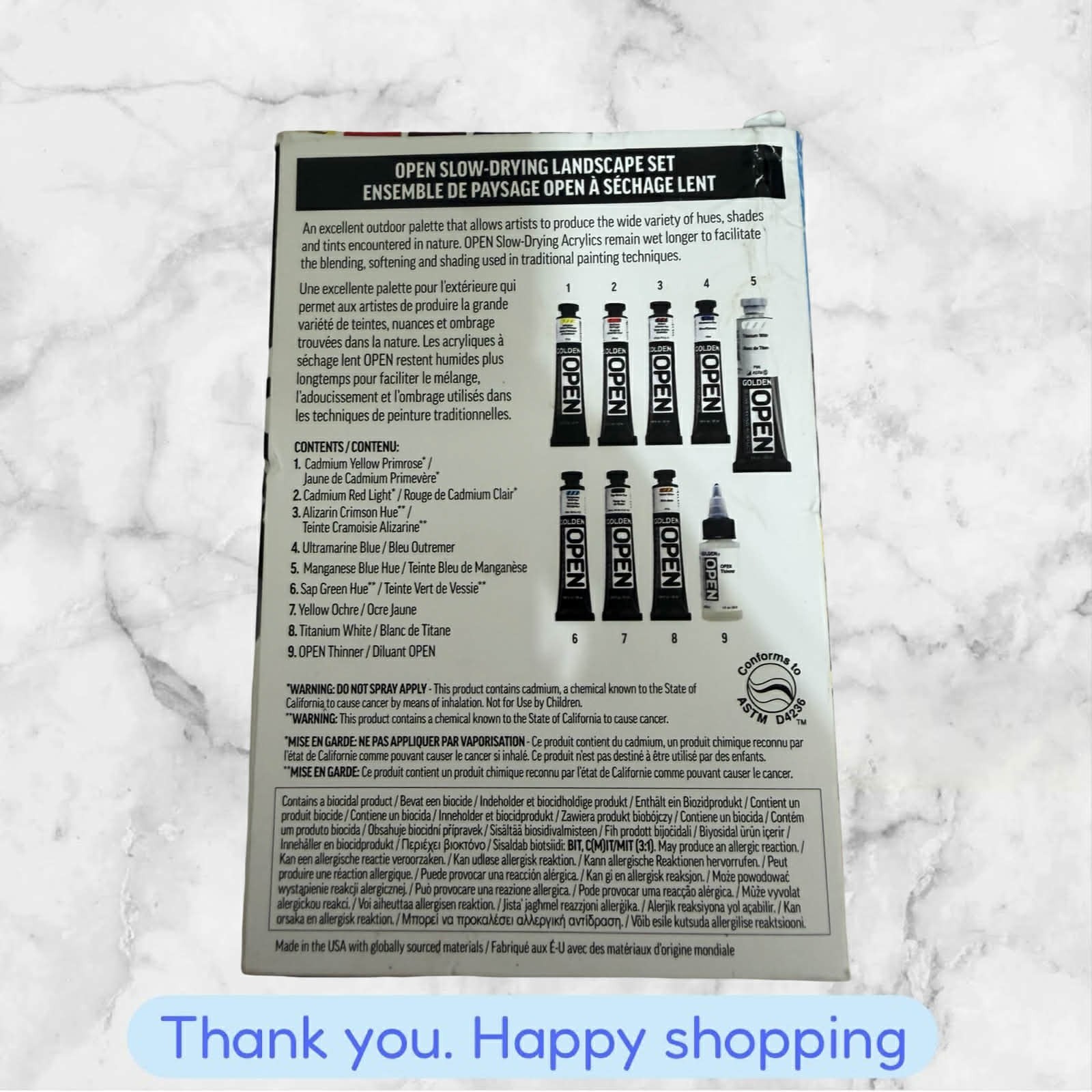 Golden Artist Colors OPEN Slow-Drying Acrylics 8 Color Landscape Set NEW SHIP