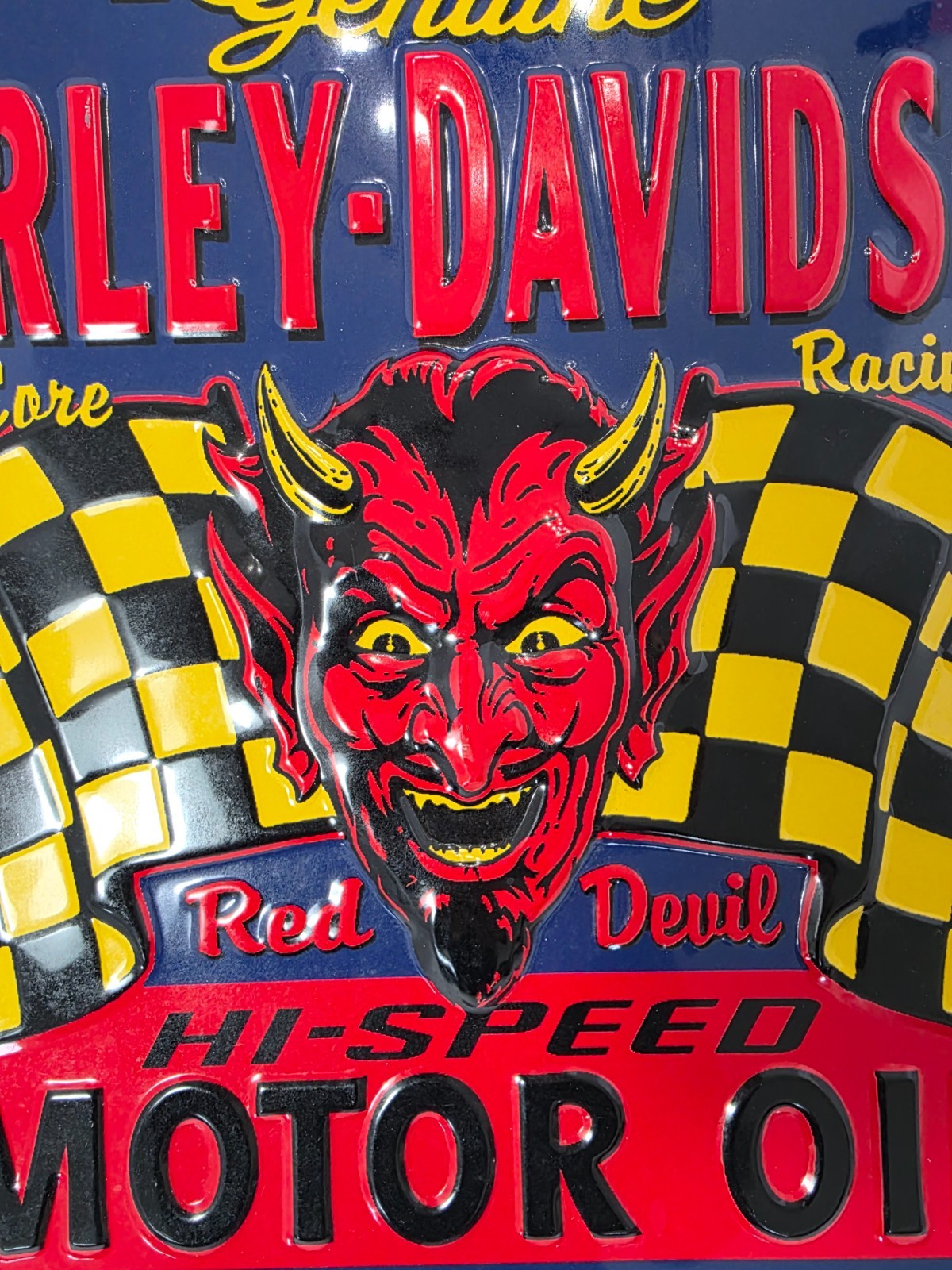 Harley Davidson Red Devil Motor Oil Metal Sign 15" x 13"