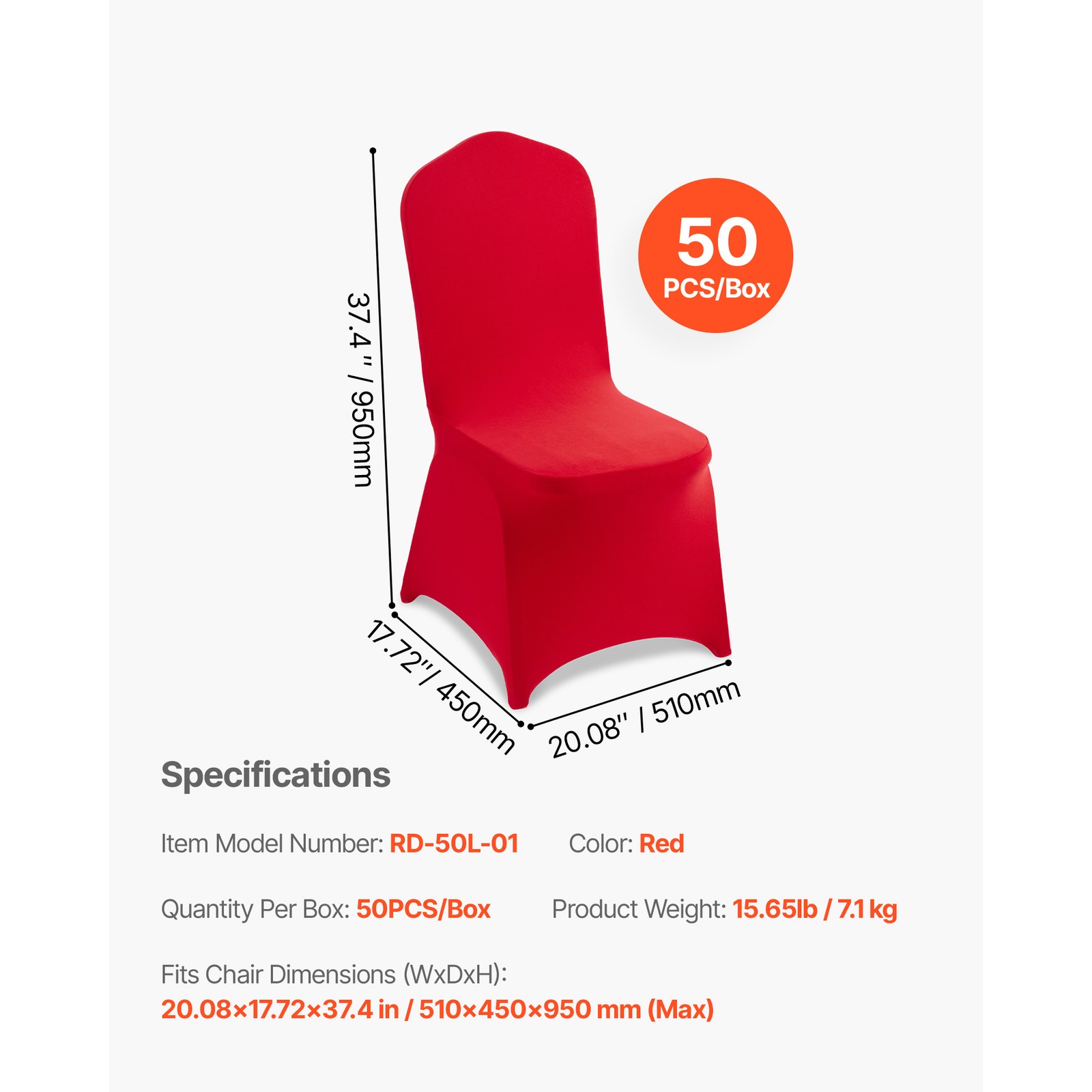 Uimoso 50PCS Red Spandex Chair Covers for Weddings, Parties, and Dining Events