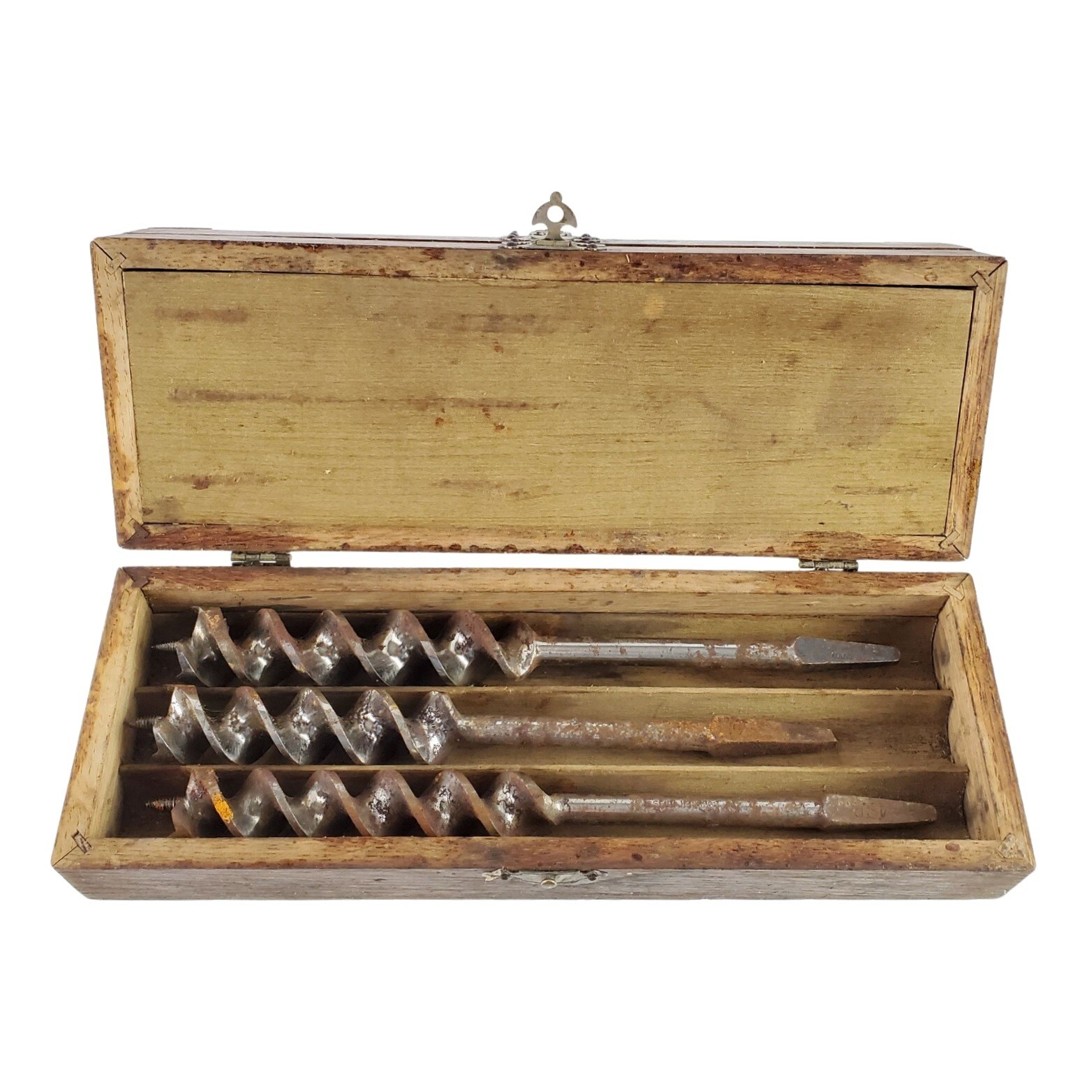 Antique Original Russell Jennings Spur Auger Bit Set In Original 3-tier Box