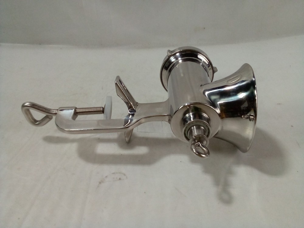 Stainless Steel Manual Meat Grinder, Missing Handle and Bottom