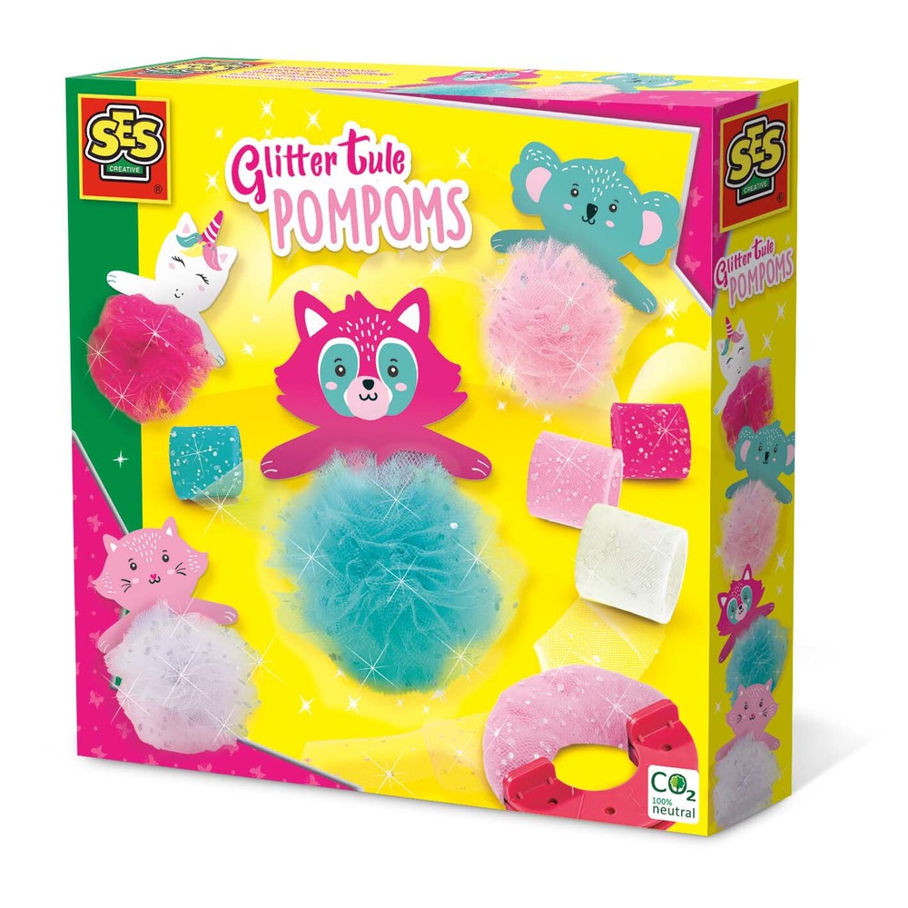 Ses Creative Glitter Tulle Pom Poms