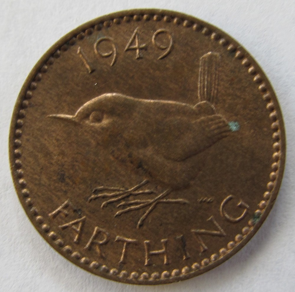 1949 Farthing, George VI, KM #867