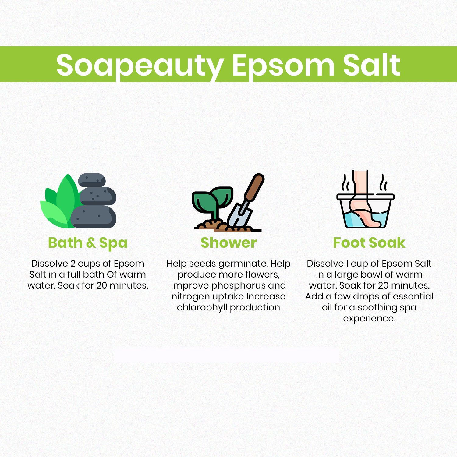 Soapeauty Epsom Salt (Magnesium Sulfate) 100% pure natural USP grade
