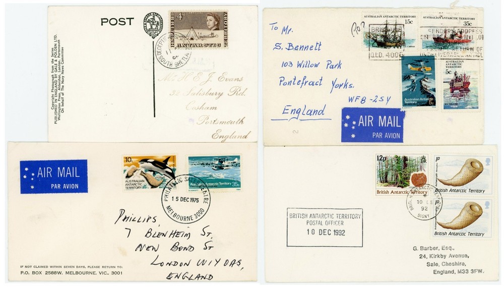 ANTARCTIC 1964-92 COVERS + CARD 4 ITEMS