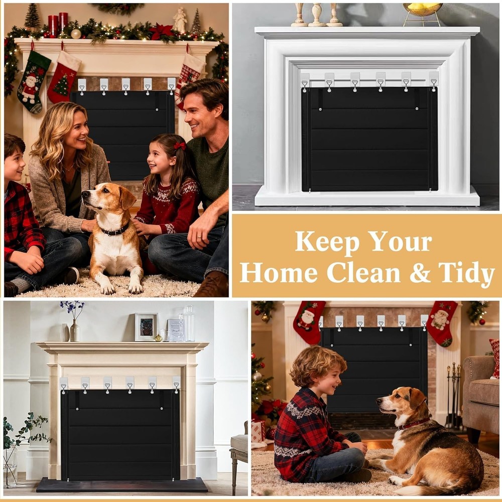 Indoor Fireplace Blanket with Hook & Loop Tapes, Fireplace Draft Cover Stops ...