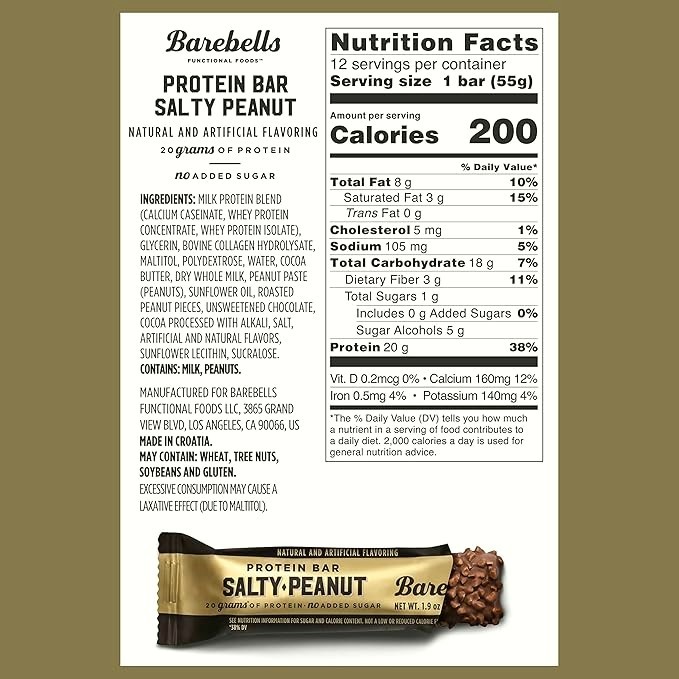 BarebeIIs Protein Bars Assorted Variety Pack , 20g Protein Snacks 10 Pack