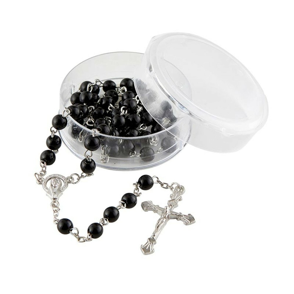 Madonna Centerpiece Rosaries, Black First Communion Prayer Beads With Case