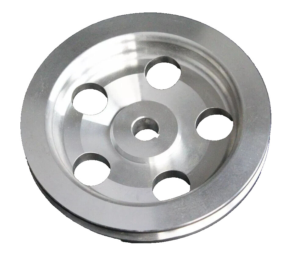 SBC Chevy Chrome Saginaw Power Steering Pump + Aluminum Pulley & Bracket Kit