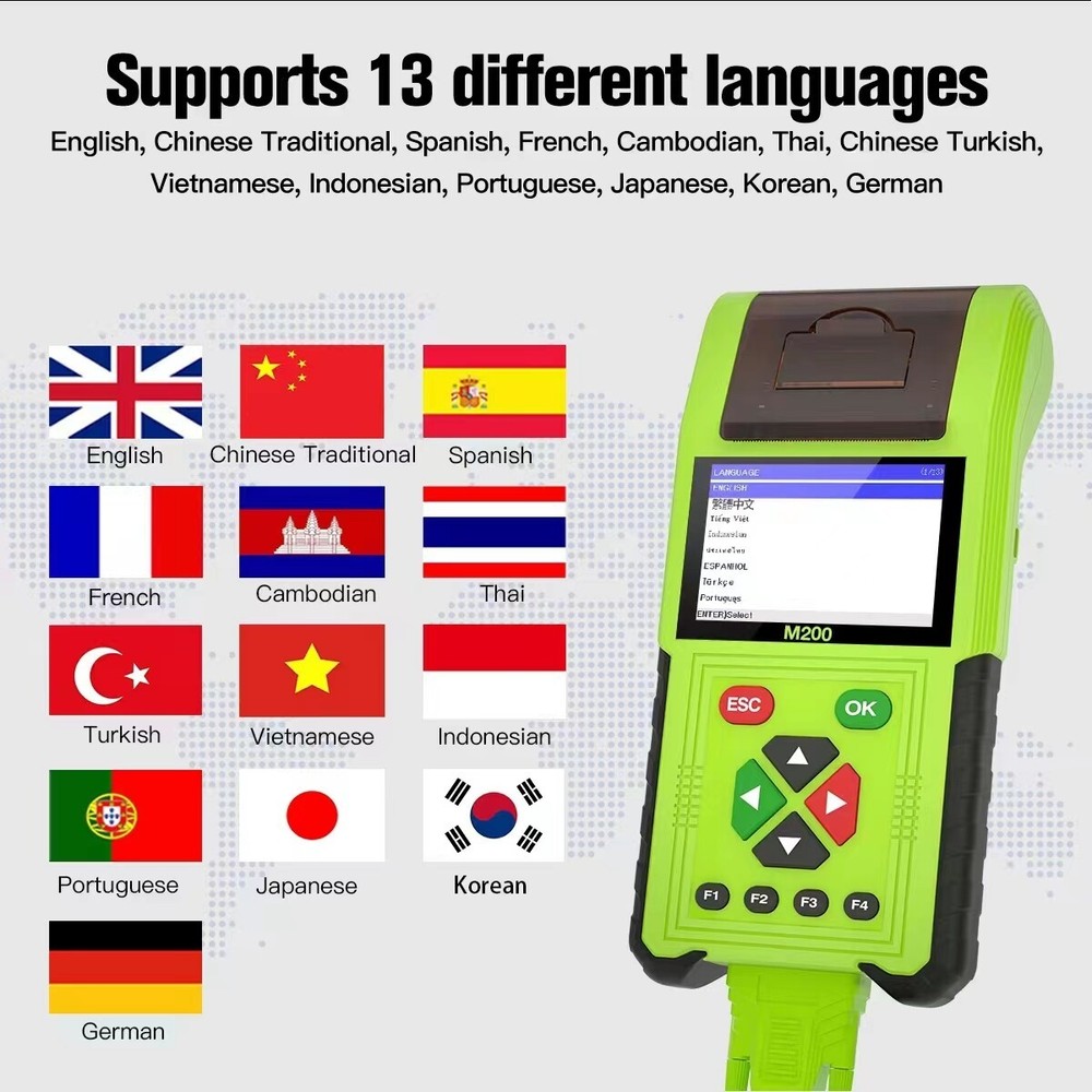 TopDiag M200 OBD Motorcycle Diagnostic Scanner Battery Tester Moto Code Reader