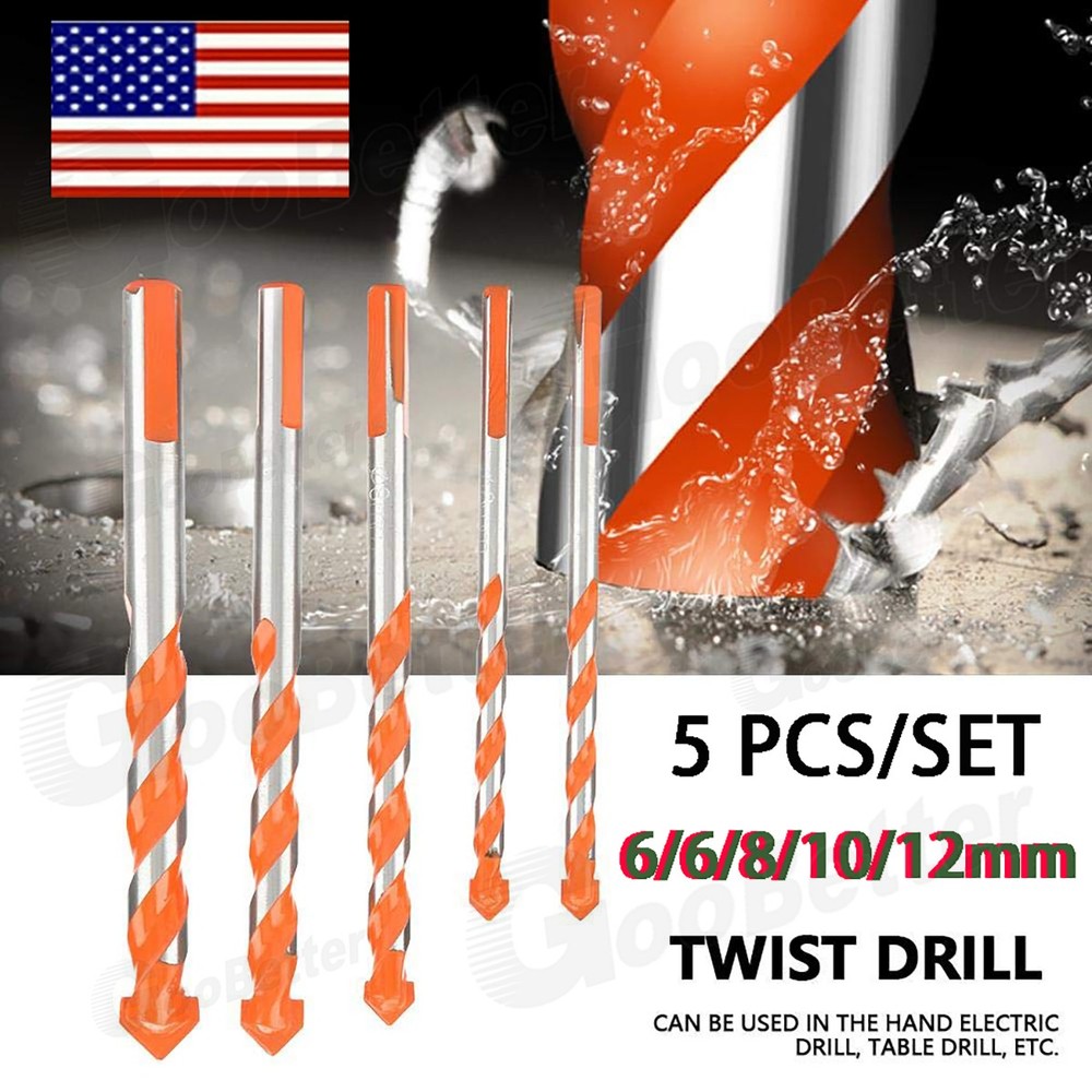 5PCS Multifunctional Drill Bits Ceramic Glass Hole Punching Working Set 6mm-12mm