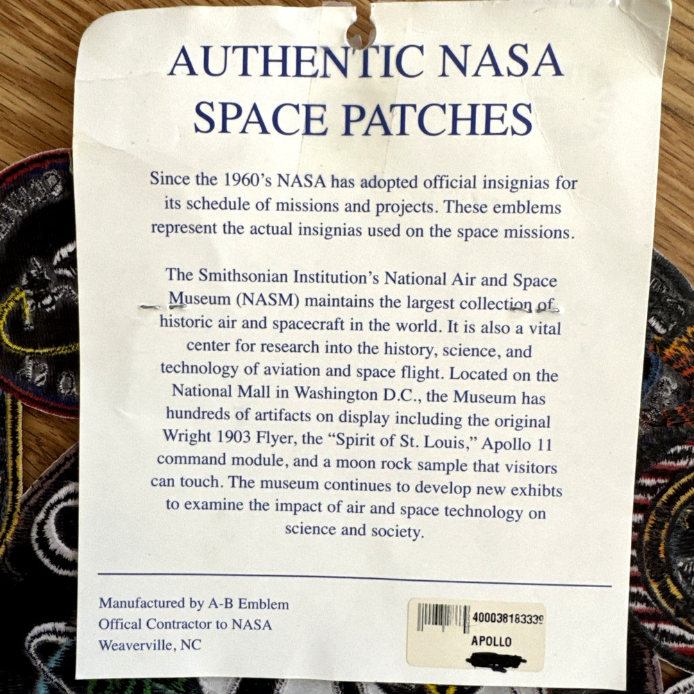 Apollo NASA Mission Program Authentic Patch Collage Smithsonian Institution
